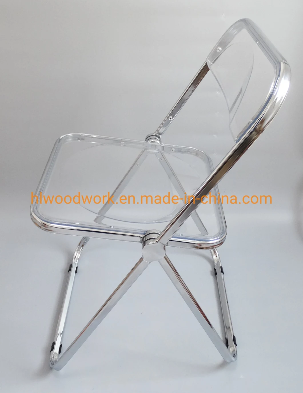 Clear Plastic Folded Chair Office/Bar/Dining/Leisure/Banquet/Wedding/Meeting Folding Plastic Chair in Chrome Frame Transparent Clear PC Plastic Dining Chair