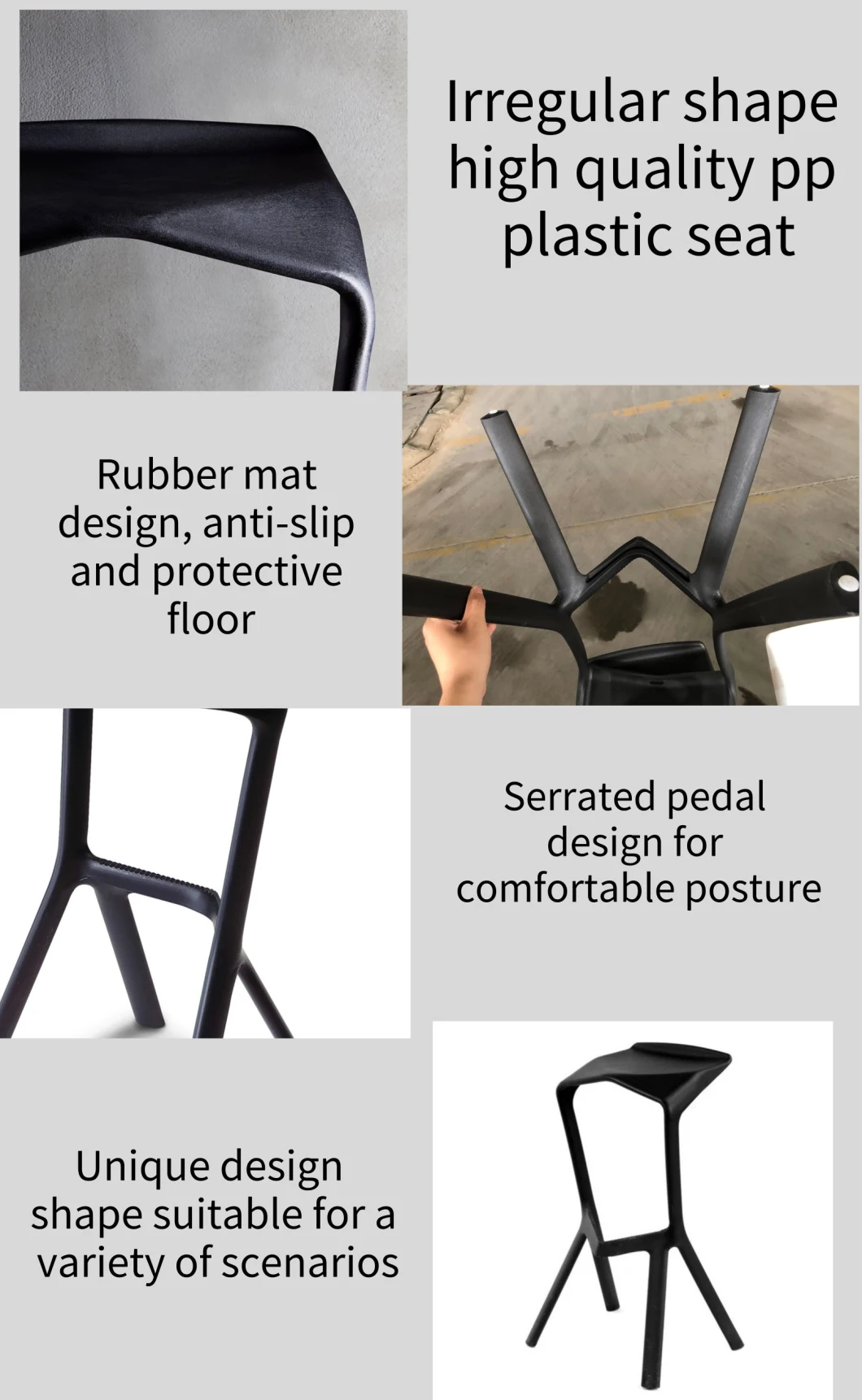 Wholesale Modern Stackable PP Plastic Bar Stool