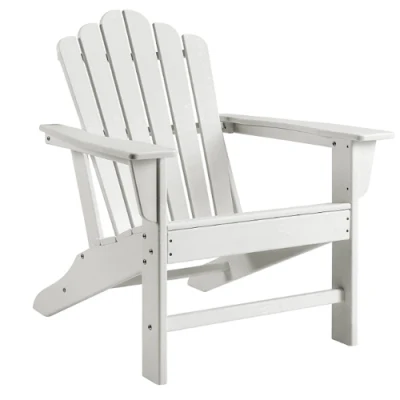 Luxuriöser, zusammenklappbarer Adirondack-Stuhl aus weißem Garten- und Terrassenharz aus HDPE-Kunststoff für den Außenbereich