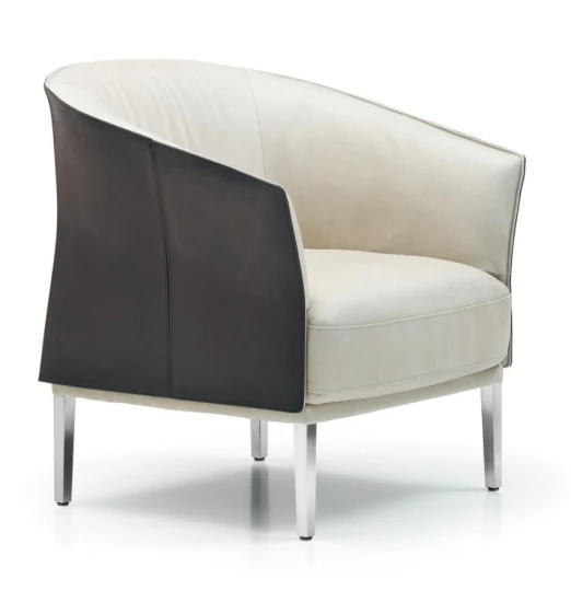 Zode French Fashion Lederbezogene gepolsterte Chaiselongue, moderner gebogener Sessel, Hotelmöbel, Lounge-Sofa mit Flügelrückseite, Lounge-Sessel